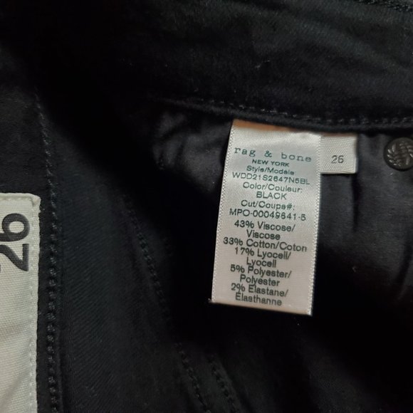 Rag & Bone Nina High Rise Ankle Cigarette 26 (M 26x27 11" Rise) Black Jeans A19 - Picture 9 of 9